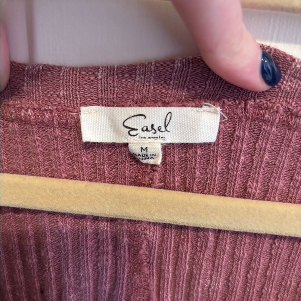 Anthropologie Easel Dusty Rose Ribbed Tunic Top - Picture 3 of 4